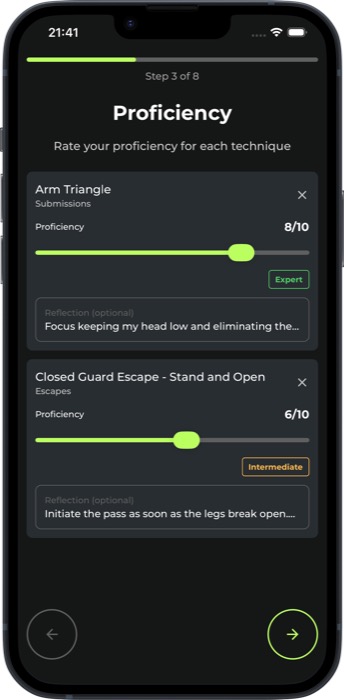 FLUYD proficiency tracking with notes